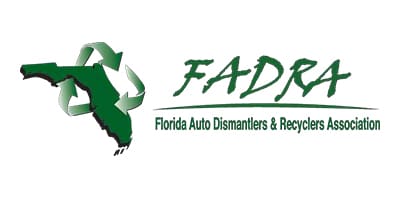 Logo of Florida Auto Dismantlers & Recyclers with green recycling symbol.