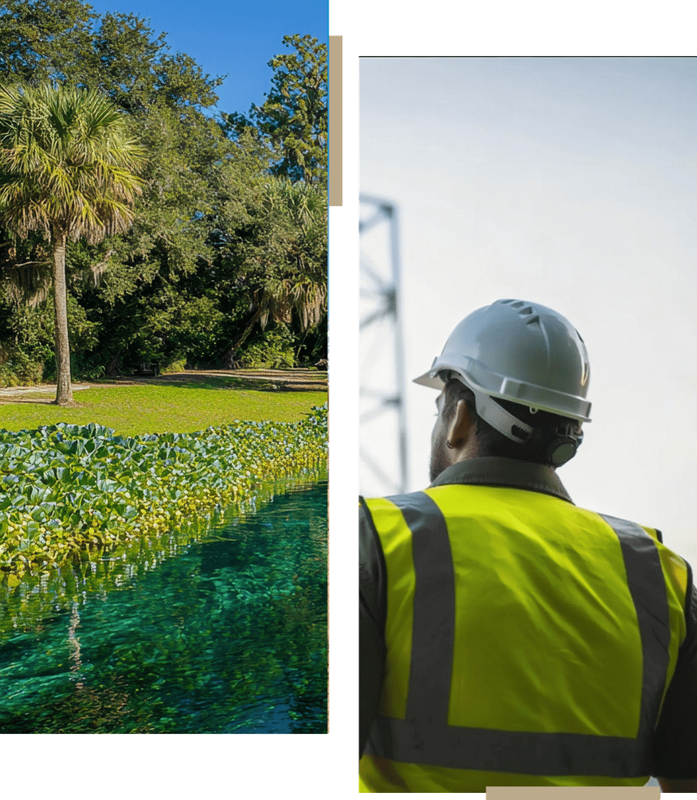 A clean and clear water body surrounded by trees and greenery.