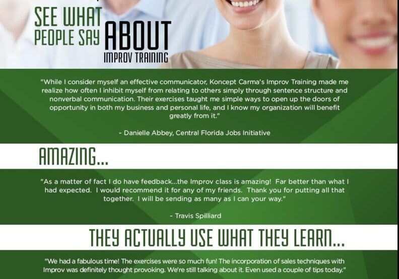 Concept Carma event promoting people skills and networking.