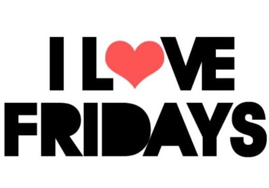 Graphic text saying 'I love Friday' with a heart symbol.